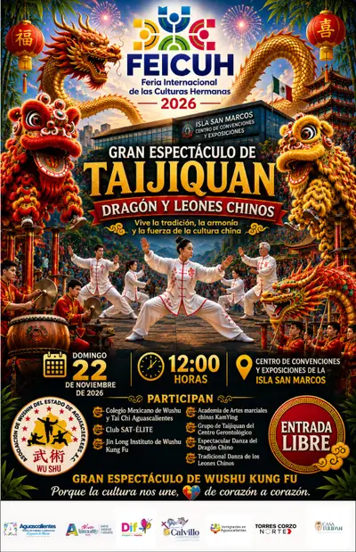 Cartel: Taijiquan, dragón y leones chinos